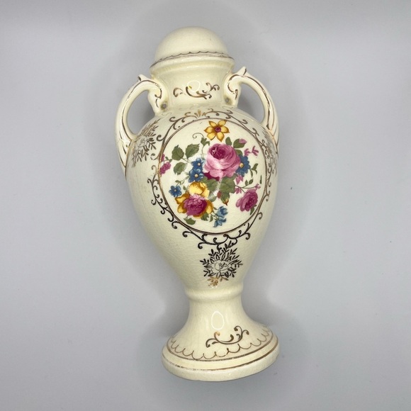 Vintage Japanese Hand painted Floral Porcelain Urn Vase - Picture 6 of 10